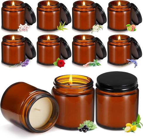 Yexiya 50 Pcs Mini Mason Jar Candles 3.5oz Scented Small Jars Candles in Bulk 10 Fragrances Relief Aromatherapy Candles Gifts Set for Wedding Bridal Baby Shower Party Favors Birthday Gifts(Black) in Saudi Arabia