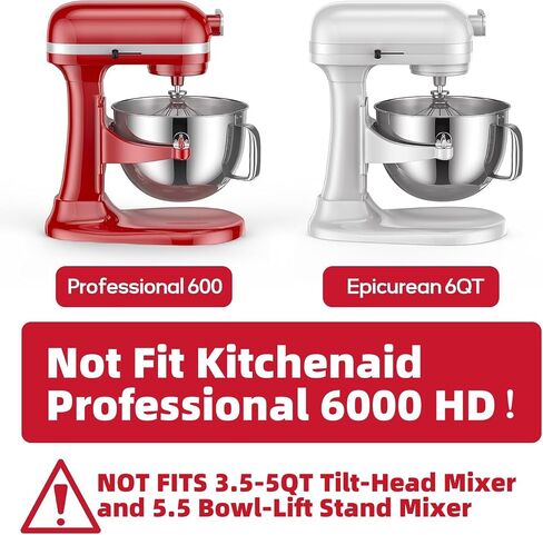 KN2B6PEH 6QT Bowl-Lift Stand Mixer Bowl, Compatible with Kitchenaid Professional 600 Mixer, Polished Stainless Steel with Extra Cover - Fits KV25G KP26M1X (6QT) in Kuwait