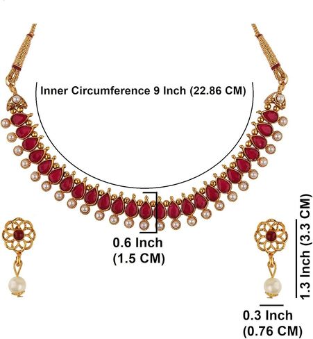 Efulgenz Indian Choker Sets Crystal Indian Jewelry Sets for Women Bollywood Faux Kundan Pearl Choker Necklace Earrings Set Wedding Jewelry for Women in Saudi Arabia