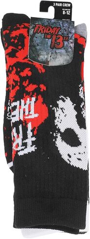 Bioworld Friday The 13th Jason Mask Men's 3-Pair Pack Glow-In-The-Dark Athletic Crew Socks in Saudi Arabia