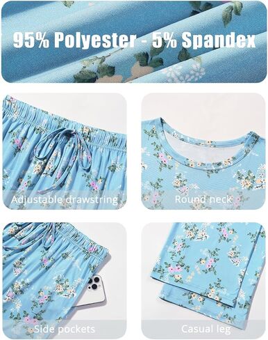 Cosy Pyro 2 Pack Women's Pajama Set Soft Loungewear Pjs Sets Long Sleeve Pajamas Top and Pants with Pockets in Kuwait