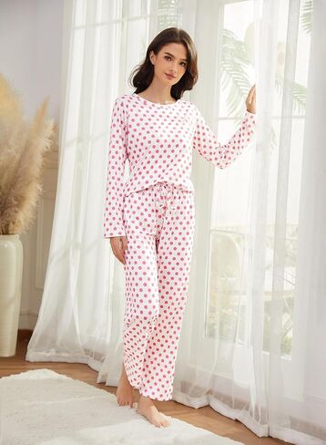 Cosy Pyro 2 Pack Women's Pajama Set Soft Loungewear Pjs Sets Long Sleeve Pajamas Top and Pants with Pockets in Kuwait