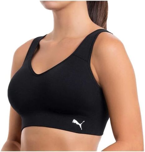 PUMA Ladies Sports Bra, Medium Impact, Convertable Back Design, Moisture Wicking, Removable Cups, 2-Pack (US, Alpha, Large, Regular, Regular, Black/White) in Saudi Arabia