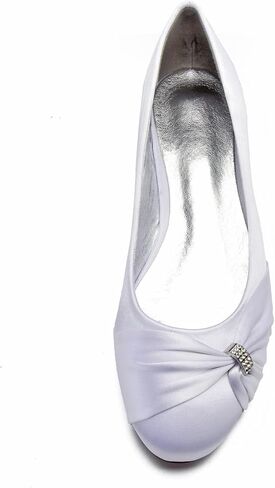 Generic المرأة العروس أحذية الزفاف الساتان حجر الراين مغلق أحذية الباليه الشقق مغلق اصبع القدم الباليه شقة العروس جولة تو فستان الزفاف الأحذية in Kuwait