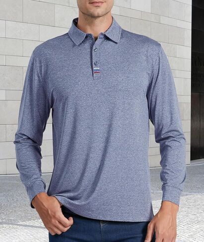 Men’s Polo Shirts Long Sleeve Moisture Wicking Golf Polo Athletic Collared Shirt Tennis T-Shirt in Saudi Arabia