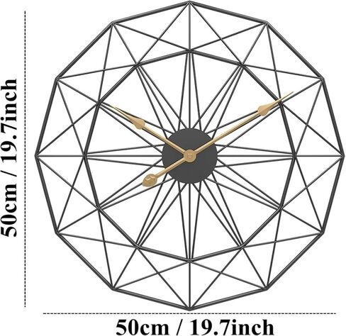 Modern Wall Clock Geometry Wall Clock, Silent Waterproof Art Wall Decoration for Home Living Room Study Decoration Clock, Gold 50 x 50 in Saudi Arabia