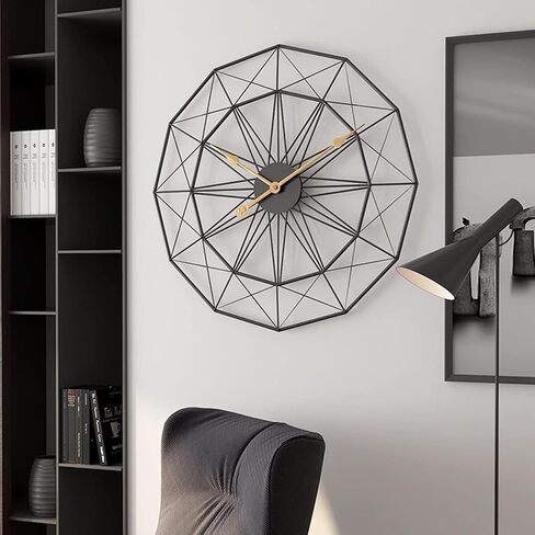 Modern Wall Clock Geometry Wall Clock, Silent Waterproof Art Wall Decoration for Home Living Room Study Decoration Clock, Gold 50 x 50 in Saudi Arabia