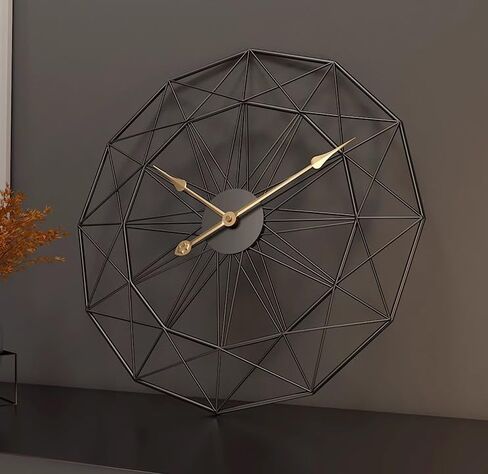 Modern Wall Clock Geometry Wall Clock, Silent Waterproof Art Wall Decoration for Home Living Room Study Decoration Clock, Gold 50 x 50 in Saudi Arabia