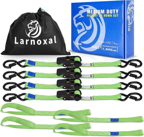 Ratchet Straps 4 Pack - 1,826 Lbs Break Strength 1 in x 15 Ft Medium Duty Ratchet Tie Down Straps with S Hooks Set for Truck, Cargo Van, Trailer, Motorcycle (Blue) in Saudi Arabia