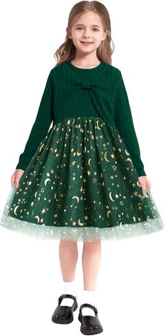 Toddler Girl Fall Dress Girls Sleeveless Dresses and Long Sleeve Cardigan Sets Fall Clothes Outfits for Little Girls 2-8T in Saudi Arabia