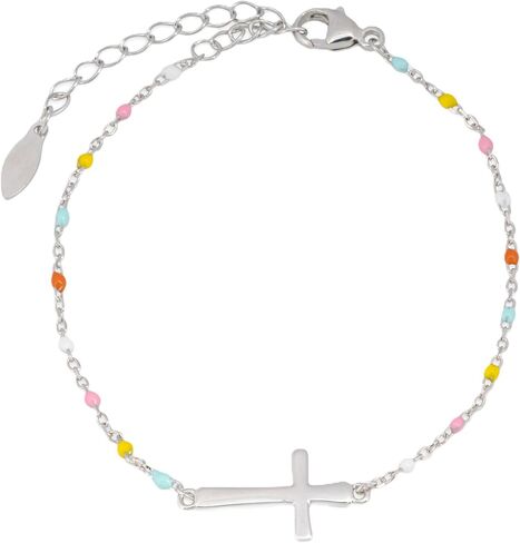 سوار متقاطع قابل للتعديل للنساء، مجوهرات هدية لصديق مع بطاقة المشاعر | أساور مسيحية | هدية للعروس، ووصيفات العروس، وهدايا الأم والابنة، والجدة والحفيدة | الإيمان المشع | سوار ذهبي أو فضي قابل للتعديل in Kuwait