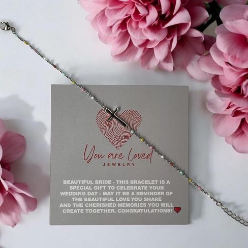 Cross Adjustable Bracelet for Woman, Friend Gift Jewelry w/ Sentiment Card | Christian Bracelets | Present for Bride, Bridesmaids, Mom Daughter Gifts, Grandma Granddaughter | Radiant Faith | Gold or Silver Adjustable Bracelet in Saudi Arabia