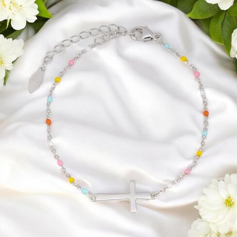 Cross Adjustable Bracelet for Woman, Friend Gift Jewelry w/ Sentiment Card | Christian Bracelets | Present for Bride, Bridesmaids, Mom Daughter Gifts, Grandma Granddaughter | Radiant Faith | Gold or Silver Adjustable Bracelet in Saudi Arabia