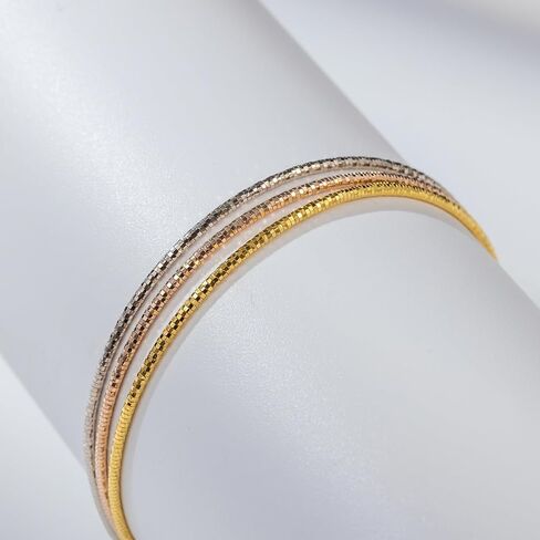 925 Sterling Silver Tri-color Stackable Bracelet for Women | Silver, Gold&Rose Gold Plated 3-Strand Diamond-Cut Link Chain | Trendy Dainty Layered Bracelets | Gift for Her, Birthday, Christmas, Valentine's Day in Saudi Arabia
