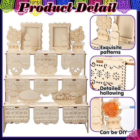 Dia De Los Muertos Decoration 14 inch Day of Dead Ofrenda Box Alter Ofrenda Wooden Box Set Photo Frame Remembrance Memory Shadow Gift Altar Supplies for Day of The Dead Home Decorations in Saudi Arabia
