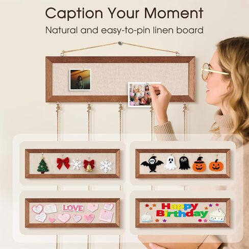 Picture Frames Collage Wall Decor, Hanging Multi Photo Display with Blackboard and 30 Clips, Wood Photo Frames for Home Living Room Bedroom Dorm Decor, Birthday Wedding Party in Kuwait