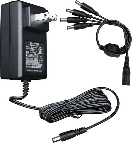 12V 2A 6ft Long AC Adapter Charger Replacement with 8 Tips, Regulated 12 Volts 2000mA Power Supply Cord for LED Strip Light, CCTV Camera, BT Speaker, GPS, Webcam, Router, DC12V Transformer-UL FCC in Saudi Arabia