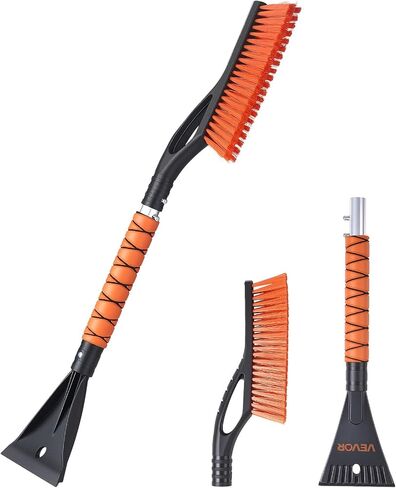 VEVOR Snow Brush and Ice Scrapers for Car Windshield, 27-inch Aluminum Snow Scraper Removal Tool with Foam Grip & Scratch-Free Bristles, Detachable and Easy-to-Carry for Cars, Trucks, SUVs, RVs in Saudi Arabia