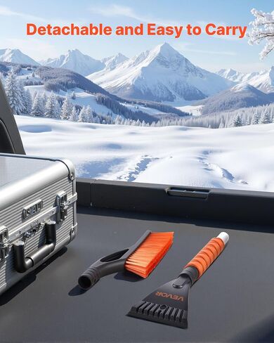 VEVOR Snow Brush and Ice Scrapers for Car Windshield, 27-inch Aluminum Snow Scraper Removal Tool with Foam Grip & Scratch-Free Bristles, Detachable and Easy-to-Carry for Cars, Trucks, SUVs, RVs in Saudi Arabia