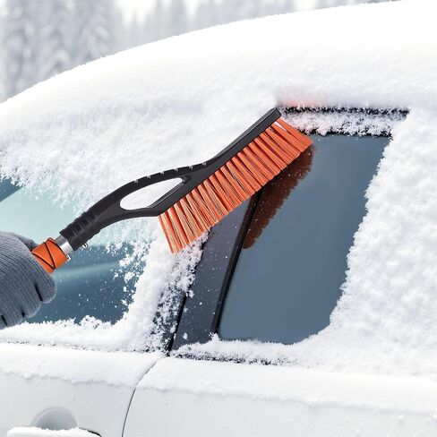 VEVOR Snow Brush and Ice Scrapers for Car Windshield, 27-inch Aluminum Snow Scraper Removal Tool with Foam Grip & Scratch-Free Bristles, Detachable and Easy-to-Carry for Cars, Trucks, SUVs, RVs in Saudi Arabia