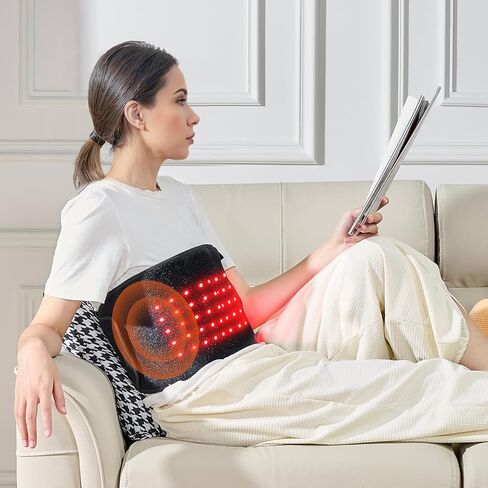VEVOR Red Light Therapy Belt for Waist & Shoulder, 660nm & 850nm Wrap Device with Timer, 80 LED, 3-Level Vibration & 10Hz Pulse, Cordless Light Therapy Pad for Pain Relief & Skin Health in Saudi Arabia