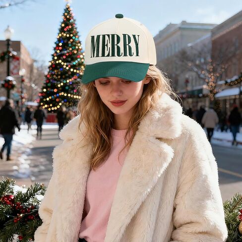 Embroidered MERRY Christmas Hat, Adjustable Santa Vintage Trucker Hat, Cotton Baseball Cap Xmas Gift for Women Men in Kuwait