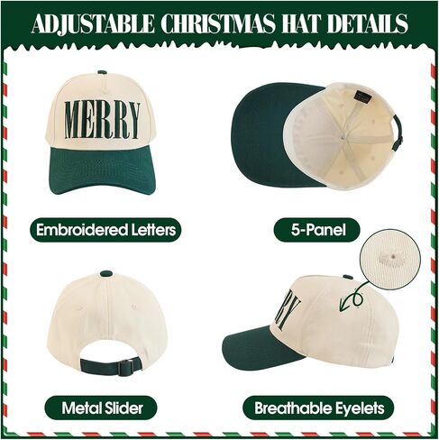 Embroidered MERRY Christmas Hat, Adjustable Santa Vintage Trucker Hat, Cotton Baseball Cap Xmas Gift for Women Men in Kuwait