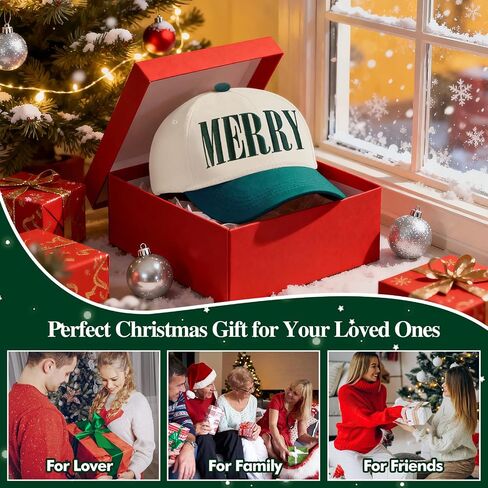Embroidered MERRY Christmas Hat, Adjustable Santa Vintage Trucker Hat, Cotton Baseball Cap Xmas Gift for Women Men in Kuwait