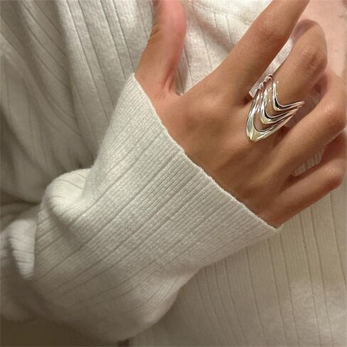 V Shape Multilayer Open Rings Minimalist Pointed Chevron Engagement Promise Dainty Adjustable Finger Wedding Band Stackable Eternity Ring Unique Cocktail Party Simple Jewelry for Women Girlfriend in Saudi Arabia