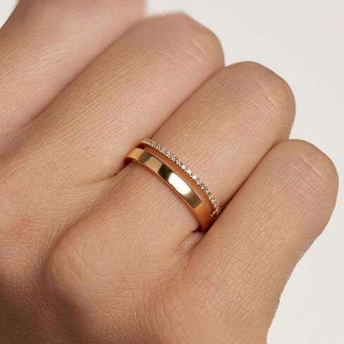 Rings for Women 18K Gold Plated Cubic Zirconia Dual Stacking Rings Eternity Band for Women Dainty Thumb Ring Size 7-9# in Saudi Arabia