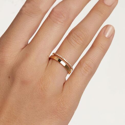 Rings for Women 18K Gold Plated Cubic Zirconia Dual Stacking Rings Eternity Band for Women Dainty Thumb Ring Size 7-9# in Saudi Arabia