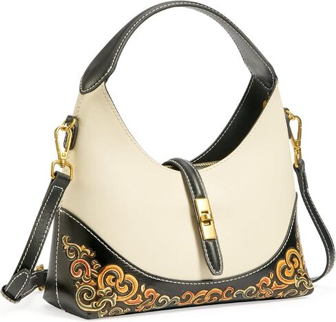 Hand-Carved Auspicious Motifs Leather Shoulder Bag in Saudi Arabia
