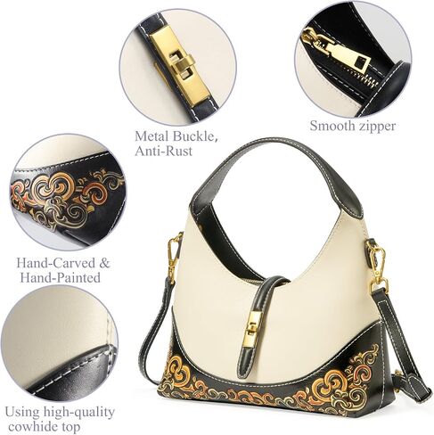 Hand-Carved Auspicious Motifs Leather Shoulder Bag in Saudi Arabia
