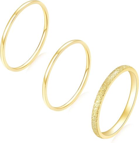 14K Gold Filled Plated Rings Set for Women, Dainty Gold Knuckle Ring Non Tarnish, Simple Thumb Stacking Rings Size 4/5/6/7/8/9/10 in Saudi Arabia
