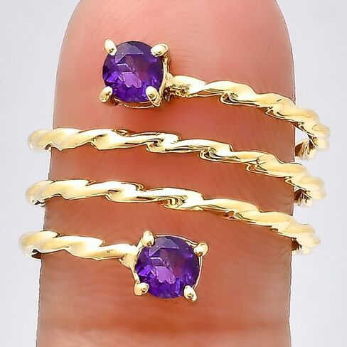 18K Gold Filled Non-Tarnish Dainty Stacking Rings Set for Women – Twisted Band Adjustable Open Rings with Multi Gemstones – Gold Spiral Wrap Ring for Gifts, Engagement, or Everyday Wear in Saudi Arabia