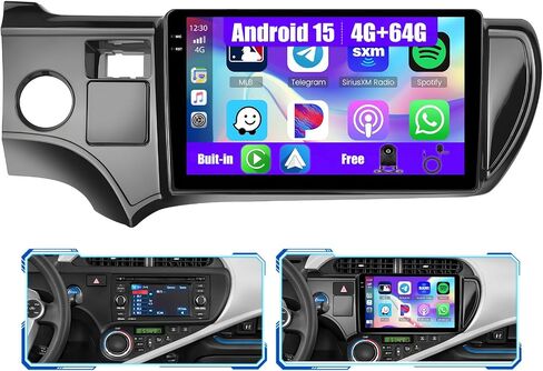 8 Core 4+64G Inefala for Toyota Prius C 2012-2014 Android Car Radio Stereo with Wireless Carplay Android Auto, 9" Touch Screen with GPS WiFi BT5.0 32EQ DSP FM/RDS SWC 59UI Canbus Backup Camera MIC in Kuwait