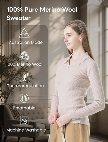 100% Merino Wool Sweater Womens V Neck Long Sleeve Pullover Lightweight Softknit Merino Wool Shirt Women Tops in Saudi Arabia