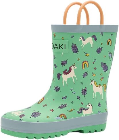 OAKI Toddler Rain Boots - Perfect Kids Rain Boots for Any Weather - Durable Rubber Baby Rain Boots Keep Little Feet Dry, Lightweight Waterproof with Easy-on Handle in Kuwait