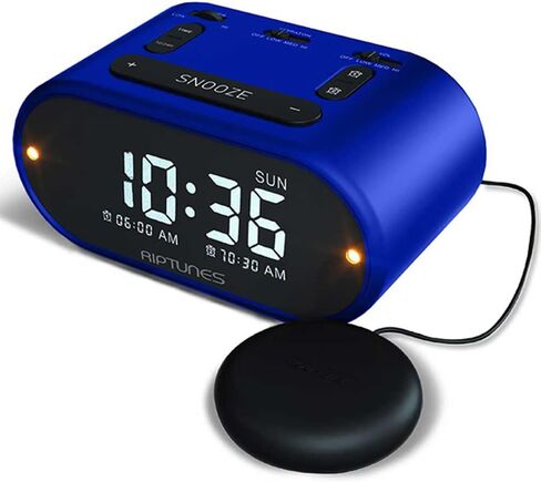 Riptunes Loud Alarm Clock with Bed Shaker for Heavy Sleepers & Hearing Impaired - Dual Alarm for Bedroom Weekday and Weekend Settings USB Charging, Dimmer, Snooze in Kuwait