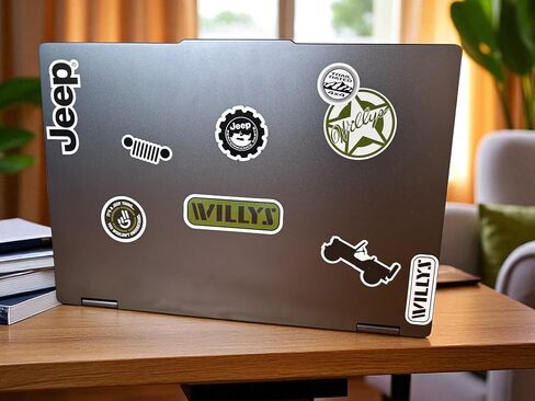 Willys Jeep Sticker Sheet – 12 Off-Road Vinyl Decals Featuring Grille, Star, Trail Rated, Vintage Jeep – Made in USA in Saudi Arabia