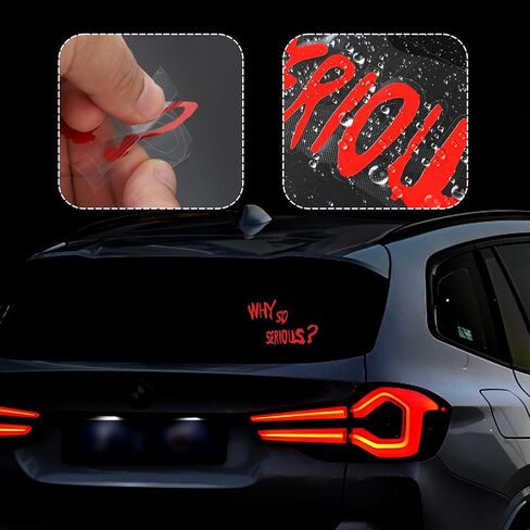 TOMALL 3pcs Why So Serious Vinyl Reflective Stickers for Car Funny Halloween Theme Decorations Waterproof Self-Adhesive Decal for Truck Motorcycle Window Bumper Wall Laptop (Red) in Saudi Arabia