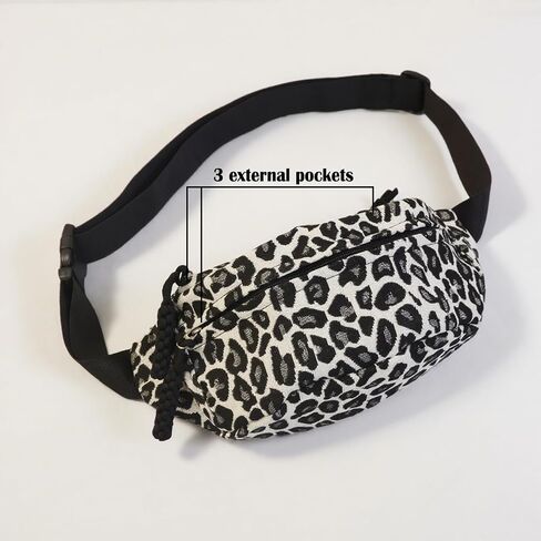 Women'S Leopard Print Waist Bag, Made Of Durable Canvas Material, Can Be Used As A Waist Bag, Crossbody Bag Or Chest Bag. Suitable For Running, Traveling Or Daily Adventures. in Saudi Arabia