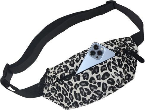 Women'S Leopard Print Waist Bag, Made Of Durable Canvas Material, Can Be Used As A Waist Bag, Crossbody Bag Or Chest Bag. Suitable For Running, Traveling Or Daily Adventures. in Saudi Arabia