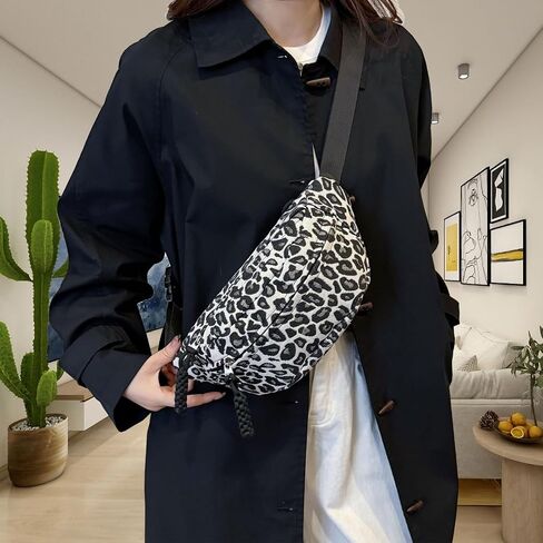 Women'S Leopard Print Waist Bag, Made Of Durable Canvas Material, Can Be Used As A Waist Bag, Crossbody Bag Or Chest Bag. Suitable For Running, Traveling Or Daily Adventures. in Saudi Arabia