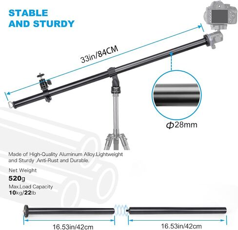 koolehaoda 41" Aluminum Tripod Extension arm Retractable Horizontal Center Column arm in Saudi Arabia