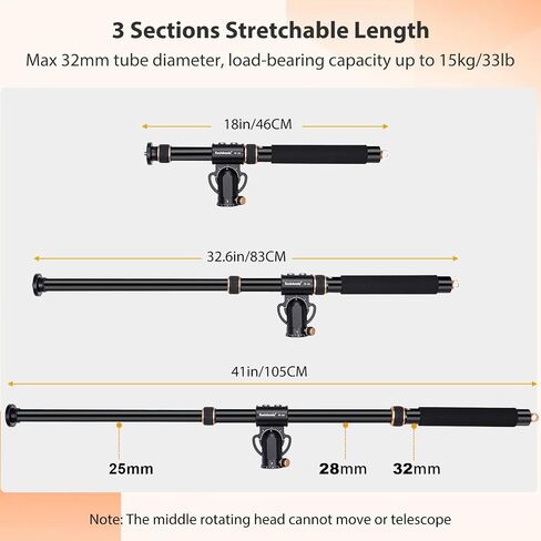 koolehaoda 41" Aluminum Tripod Extension arm Retractable Horizontal Center Column arm in Saudi Arabia
