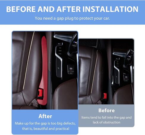 2 PCS Car Seat Gap Filler, PU Leather Car Seat Side Gap Filler to Fill The Gap Between Seat and Console, Universal Car Seat Gap Filler to Prevent Item from Falling for Most Vehicles (Black) in Saudi Arabia