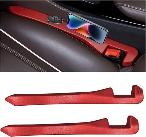 2 PCS Car Seat Gap Filler, PU Leather Car Seat Side Gap Filler to Fill The Gap Between Seat and Console, Universal Car Seat Gap Filler to Prevent Item from Falling for Most Vehicles (Black) in Saudi Arabia