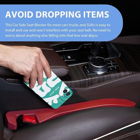 2 PCS Car Seat Gap Filler, PU Leather Car Seat Side Gap Filler to Fill The Gap Between Seat and Console, Universal Car Seat Gap Filler to Prevent Item from Falling for Most Vehicles (Black) in Saudi Arabia