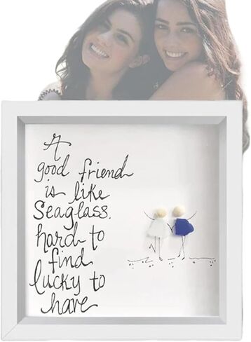 ديكور جداري فني مصنوع يدويًا من زجاج البحر للصداقة - هدية عمل فني مؤطرة لأفضل الأصدقاء in Kuwait